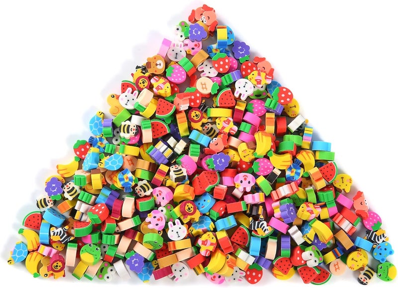 TDOCK 1000 Pieces Mini Erasers for Kids, Bulk Small Animal Fruit Pencil Erasers Assortment for Home Rewards, School Supplies and Gift Filling - Image 1